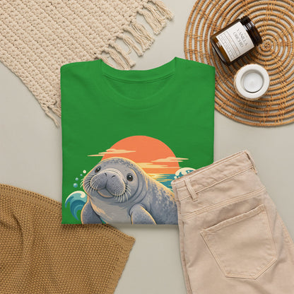 Chubby Mermaid Sunset Floater Manatee T-Shirt