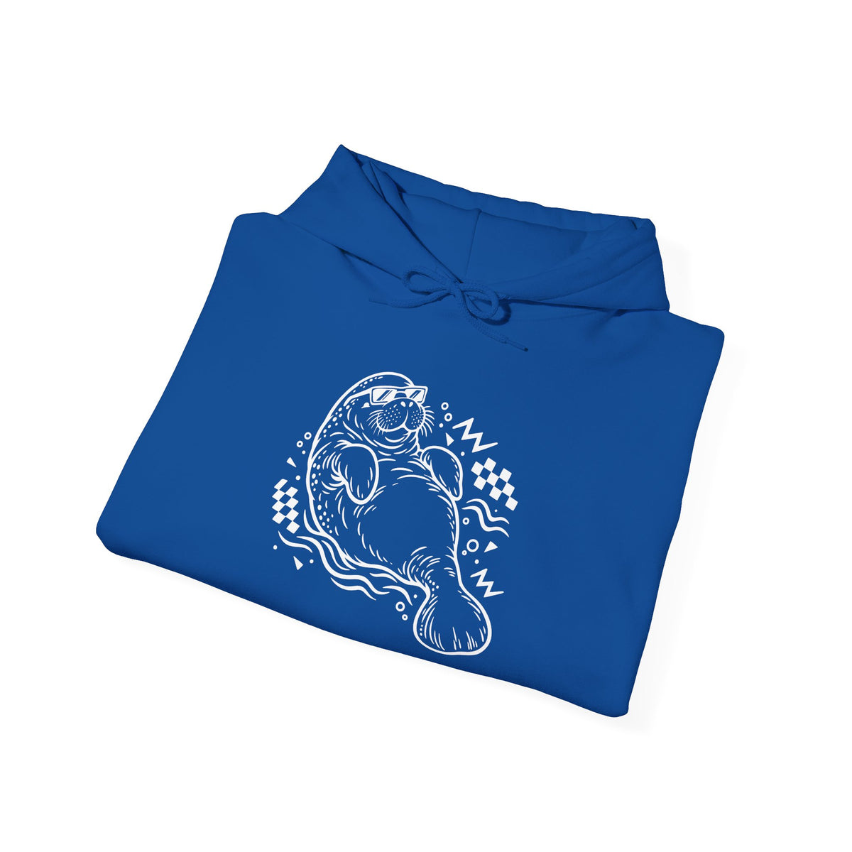 Retro floating manatee mascot Pullover Hoodie