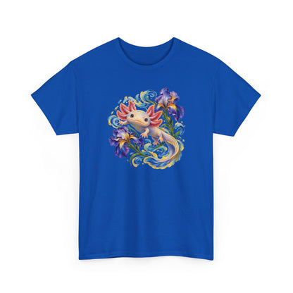 Axolotl Among Swirling Purple Irises T-Shirt