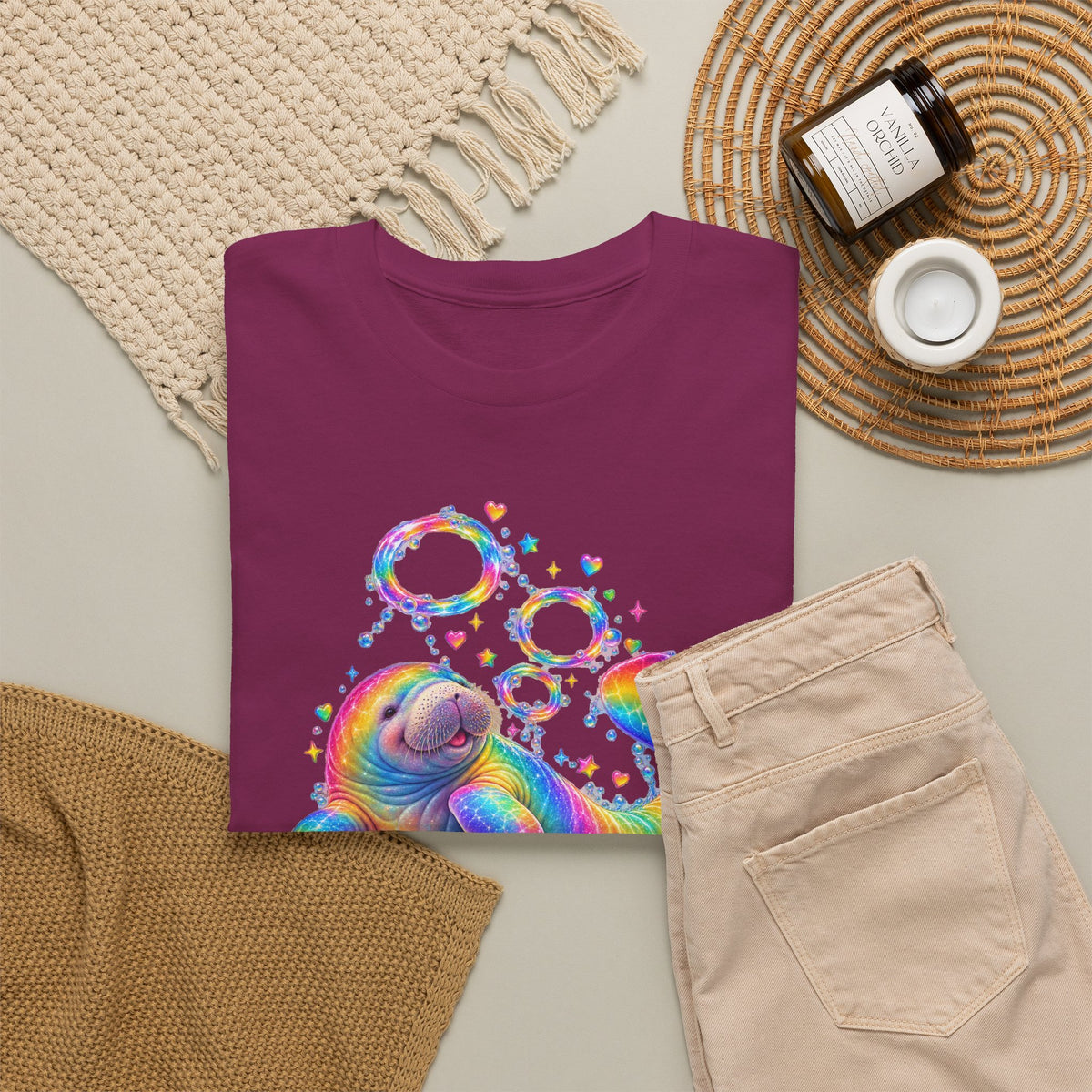 Rainbow Manatee Bubble Flip T-Shirt