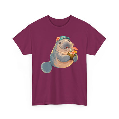 Chubby Mermaid Tropical Day Off Manatee T-Shirt