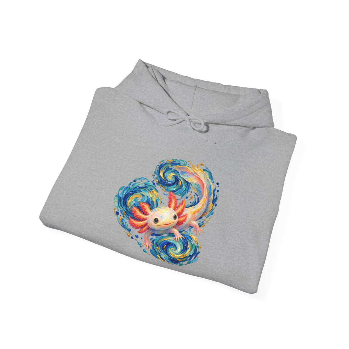 Swirling Axolotl in Turquoise Currents Pullover Hoodie