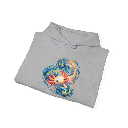 Swirling Axolotl in Turquoise Currents Pullover Hoodie