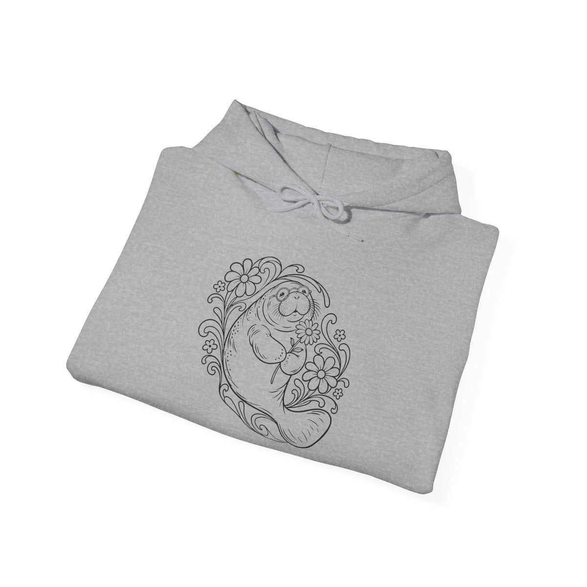 Groovy Spectacled Manatee with Daisy Pullover Hoodie