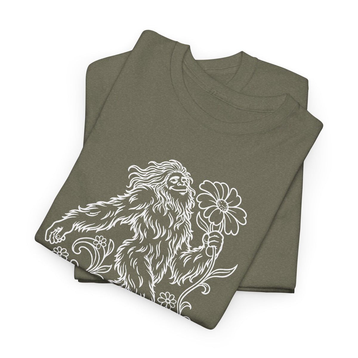 Swaying Sasquatch with a Flower T-Shirt
