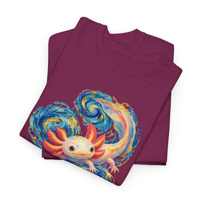 Swirling Axolotl in Turquoise Currents T-Shirt