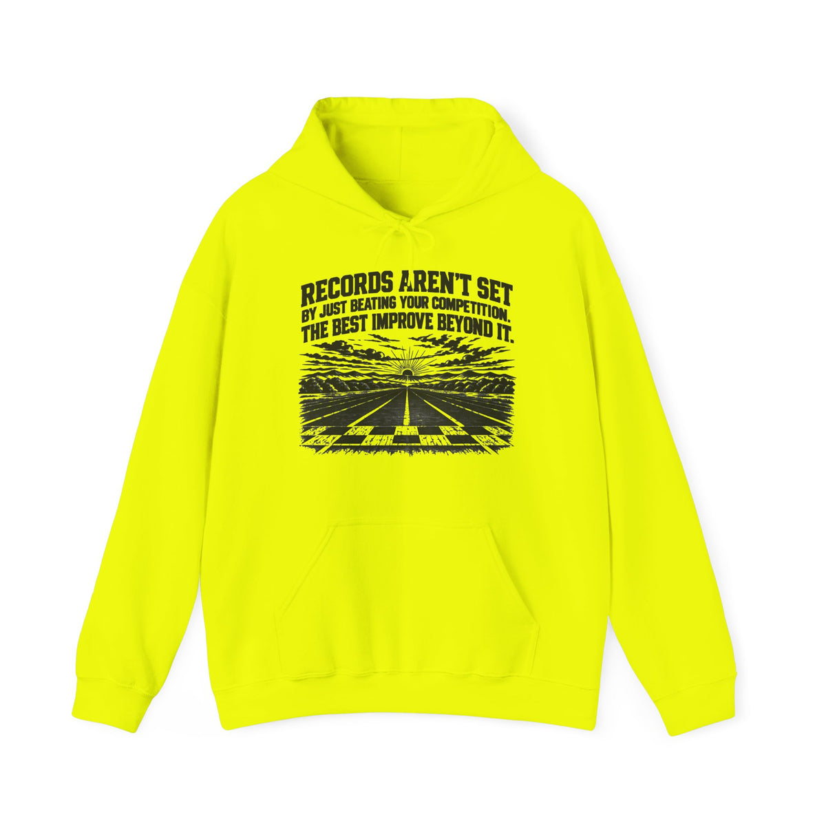 Beyond the Competition – Safety Green/Pink Gildan 18500 Hoodie | 047a