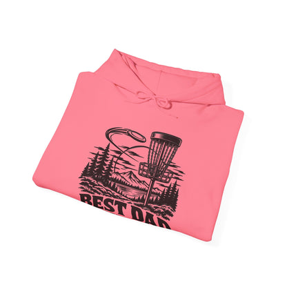 Best Dad by Par – One-Color Disc Golf – Safety Green/Pink Gildan 18500 Hoodie | 043a