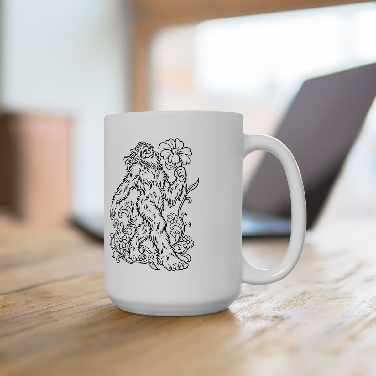 Swaying Sasquatch with a Flower Mug