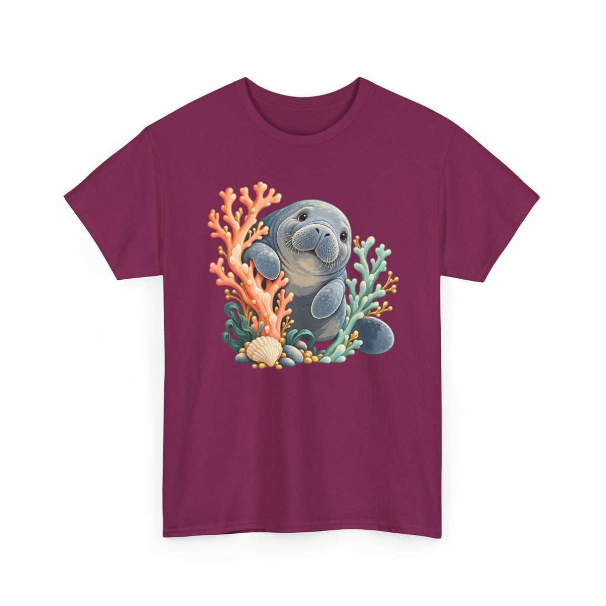 Chubby Mermaid Coral Curiosity Manatee T-Shirt