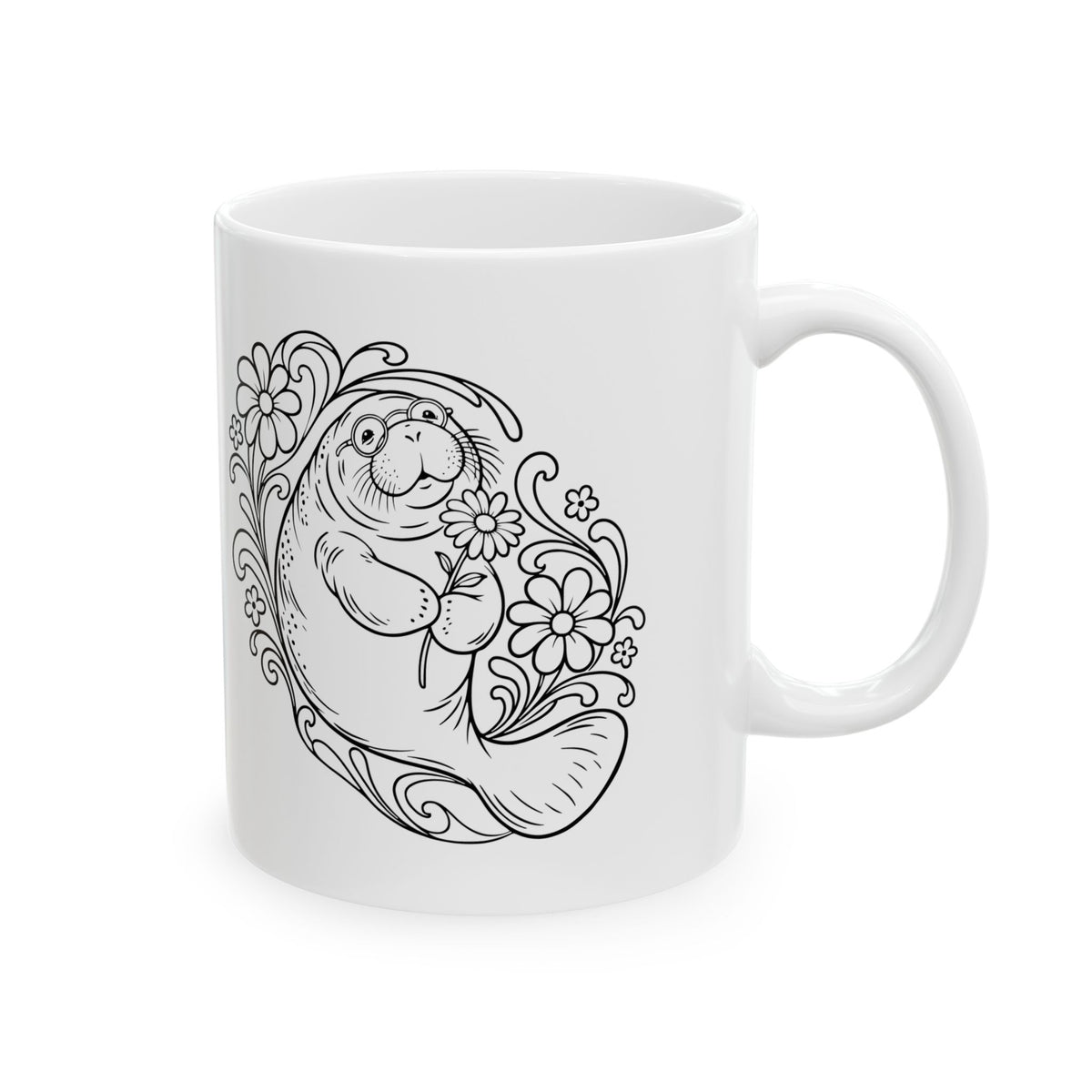 Groovy Spectacled Manatee with Daisy Mug