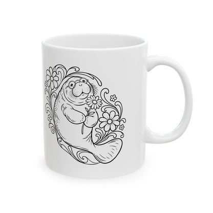 Groovy Spectacled Manatee with Daisy Mug