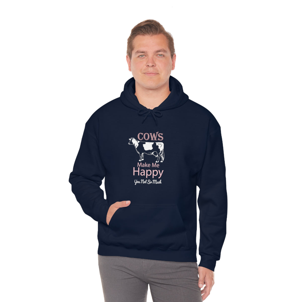 Cow Happy - Heavy Hooded Sweatshirt