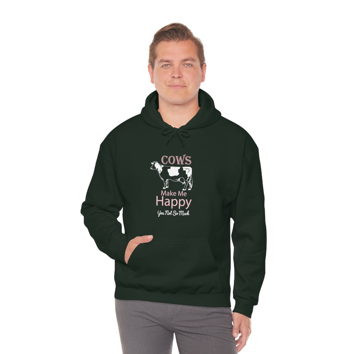 Cow Happy - Heavy Hooded Sweatshirt