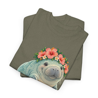 Chubby Mermaid Flower Crown Manatee T-Shirt