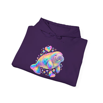 Rainbow manatee hearts and stars Pullover Hoodie