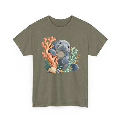 Chubby Mermaid Coral Curiosity Manatee T-Shirt