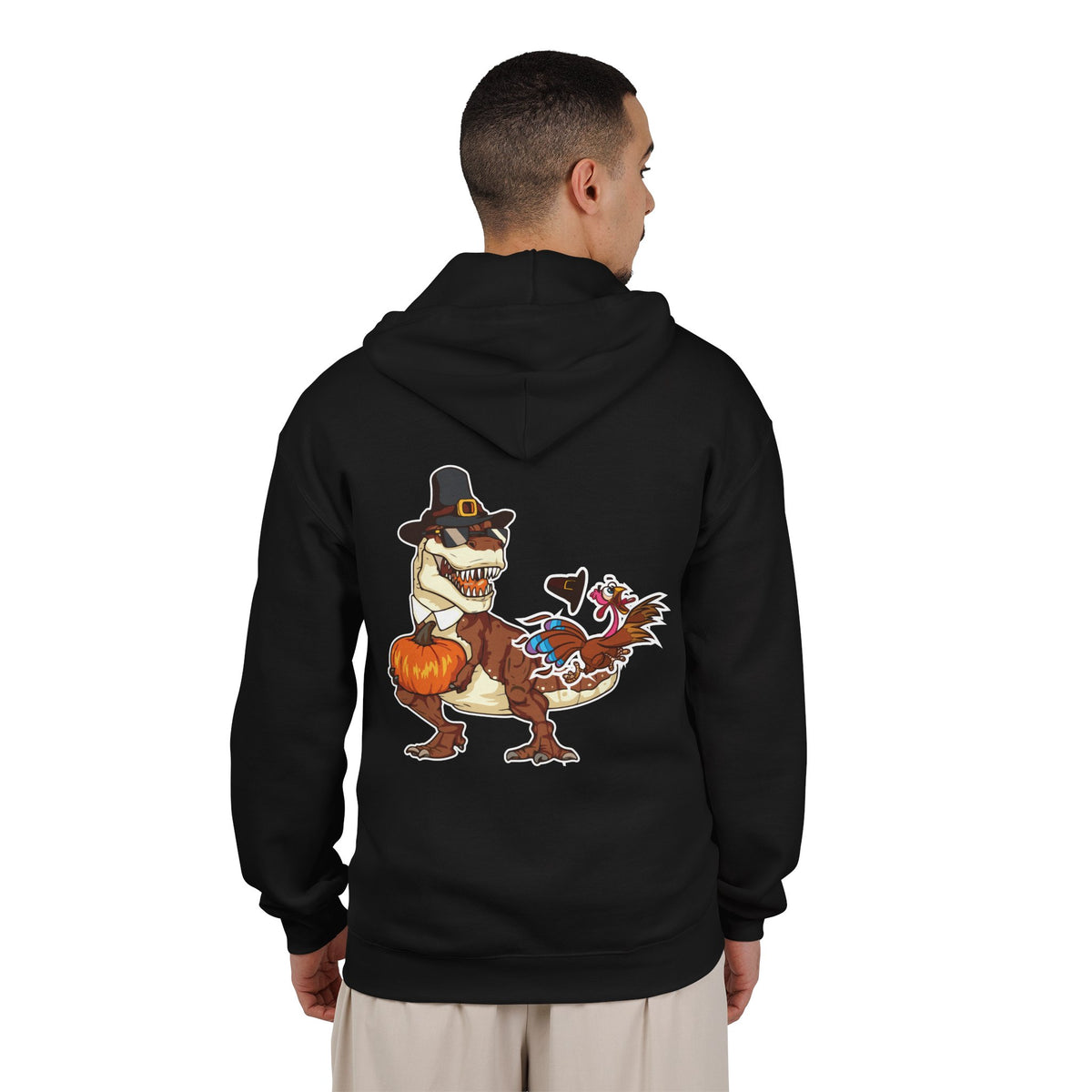 Thanksgiving T-Rex Gildan 18600 Zip-Up Hoodie