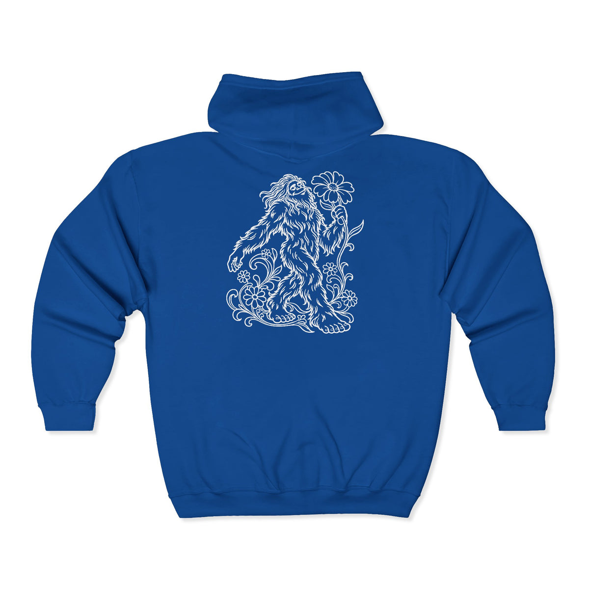 Swaying Sasquatch with a Flower Zip-Up Hoodie