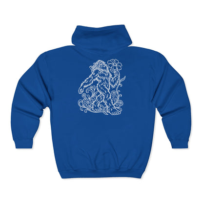 Swaying Sasquatch with a Flower Zip-Up Hoodie