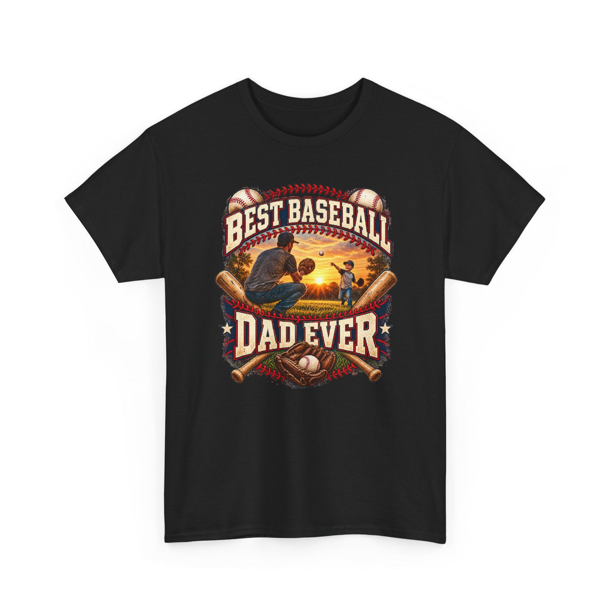 Best Baseball Dad Ever — Full Color – Gildan 5000 T-Shirt | 239b-v2