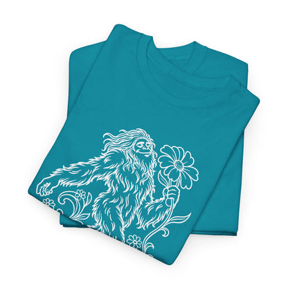 Swaying Sasquatch with a Flower T-Shirt