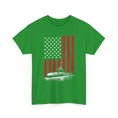 Submarine American Flag - Vertical Design T-Shirt | Unisex Graphic Tee
