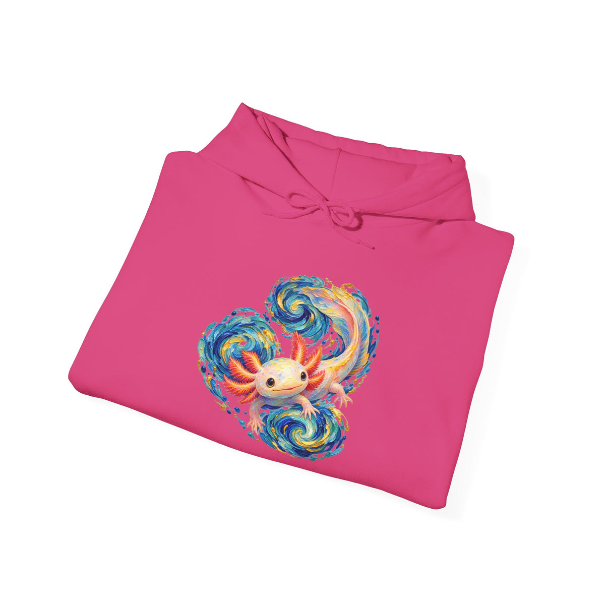 Swirling Axolotl in Turquoise Currents Pullover Hoodie