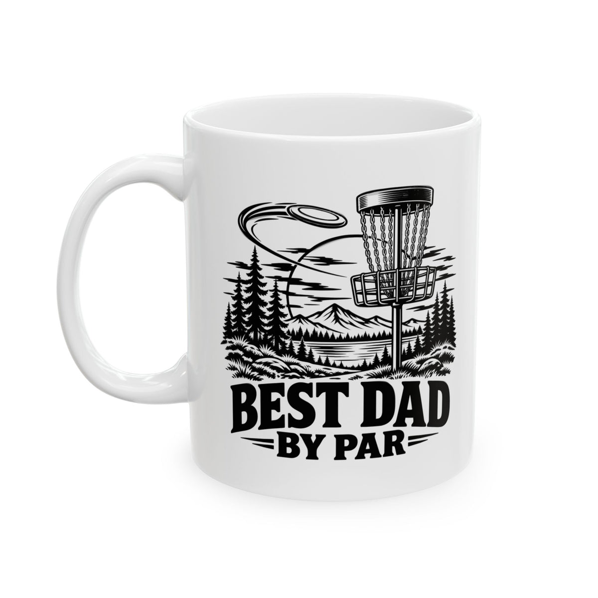 Best Dad by Par – One-Color Disc Golf Ceramic Mug, 11 oz | 043a