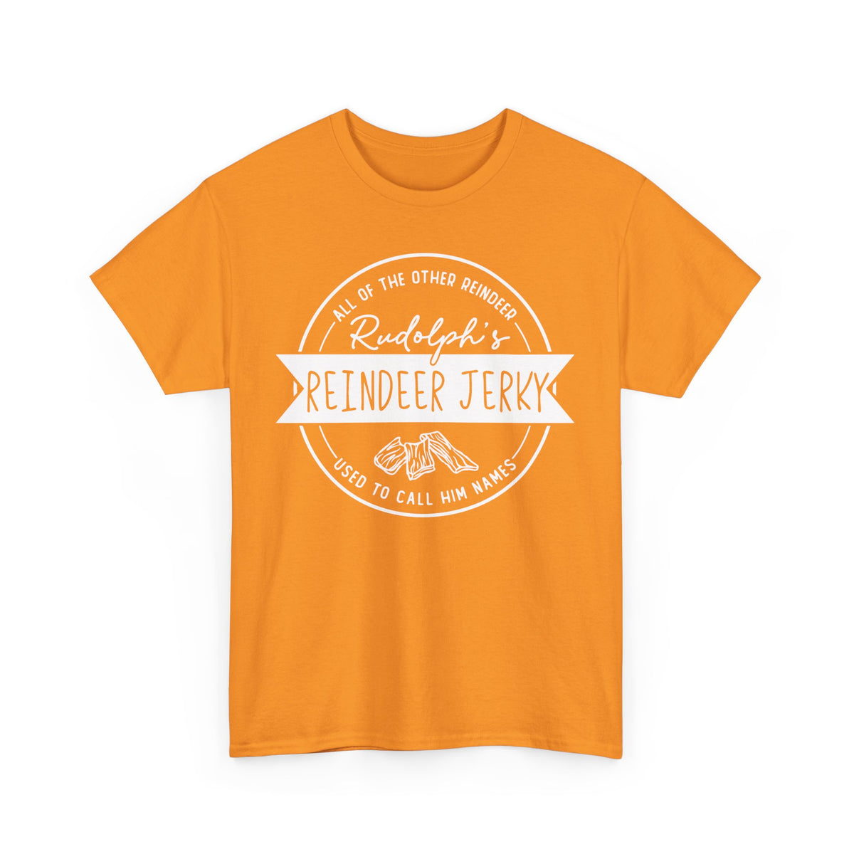 Rudolph’s Reindeer Jerky T-Shirt | Christmas Humor – White Ink