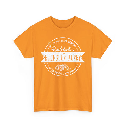Rudolph’s Reindeer Jerky T-Shirt | Christmas Humor – White Ink