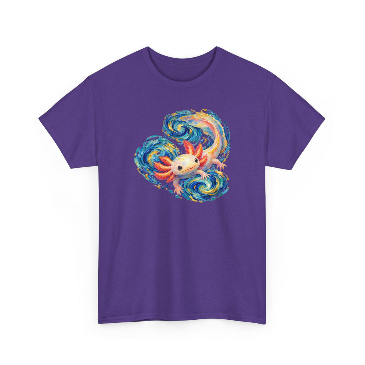 Swirling Axolotl in Turquoise Currents T-Shirt