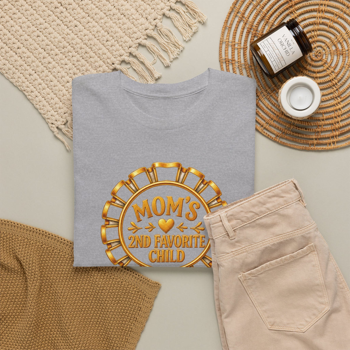 Mom's 2nd Favorite Child — Gold – Gildan 5000 T-Shirt | 215-R1