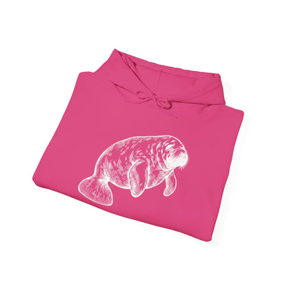 Slow Water Manatee Engraving Pullover Hoodie