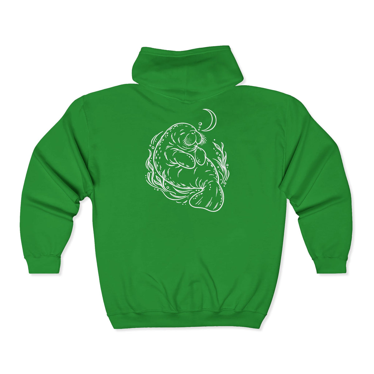 Sleepy Manatee Under a Crescent Moon Zip-Up Hoodie