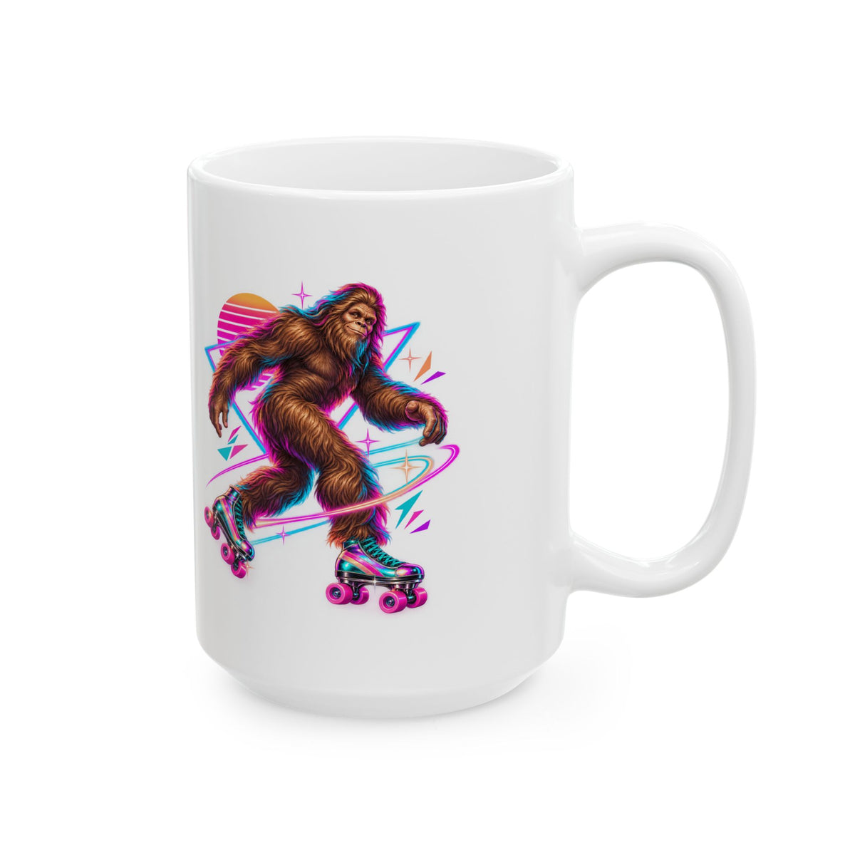 Neon Bigfoot on Roller Skates Mug