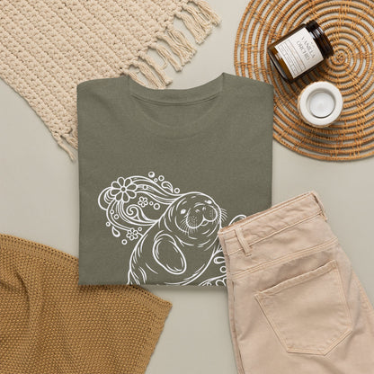 Groovy Manatee in Psychedelic Waves T-Shirt