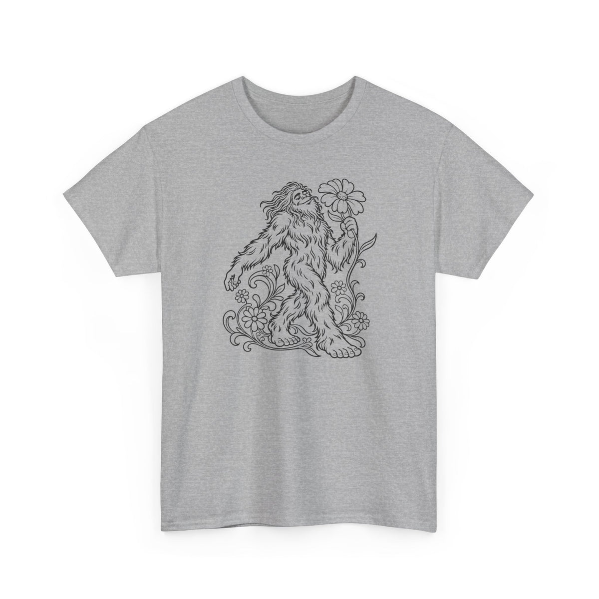 Swaying Sasquatch with a Flower T-Shirt