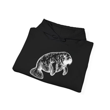 Slow Water Manatee Engraving Pullover Hoodie