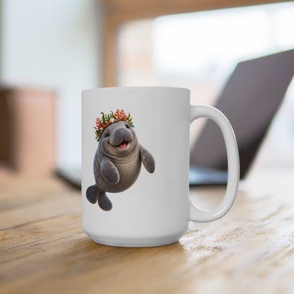 Cheerful Coral Crown Manatee Mug