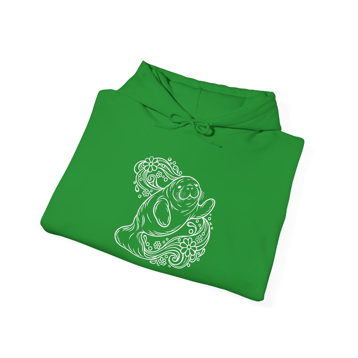 Groovy Manatee in Psychedelic Waves Pullover Hoodie