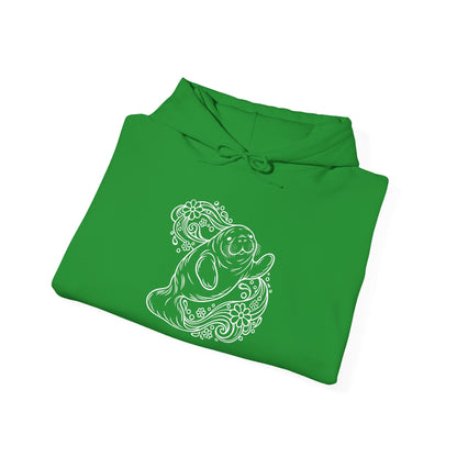 Groovy Manatee in Psychedelic Waves Pullover Hoodie