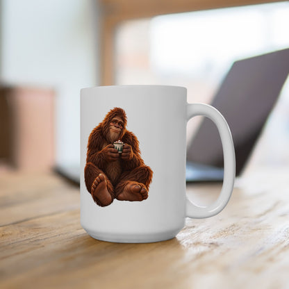 Ceramic Mug — Seated Bigfoot with a Tiny Mug