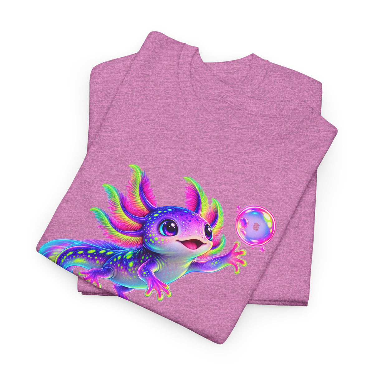 Neon Axolotl Reaching for a Bubble T-Shirt