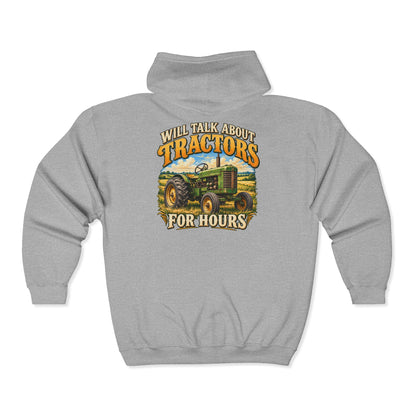 Will Talk About Tractors – Gildan 18600 Zip-Up Hoodie | 015
