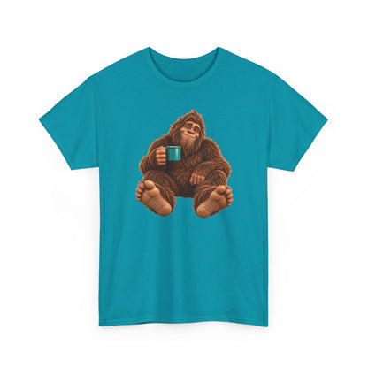 Cozy Camper Bigfoot with Teal Mug T-Shirt