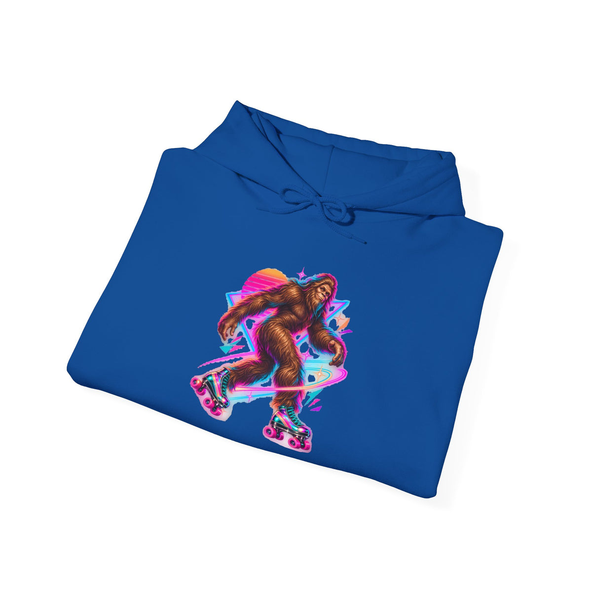 Neon Bigfoot on Roller Skates Pullover Hoodie