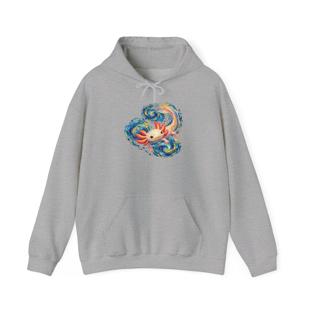 Swirling Axolotl in Turquoise Currents Pullover Hoodie