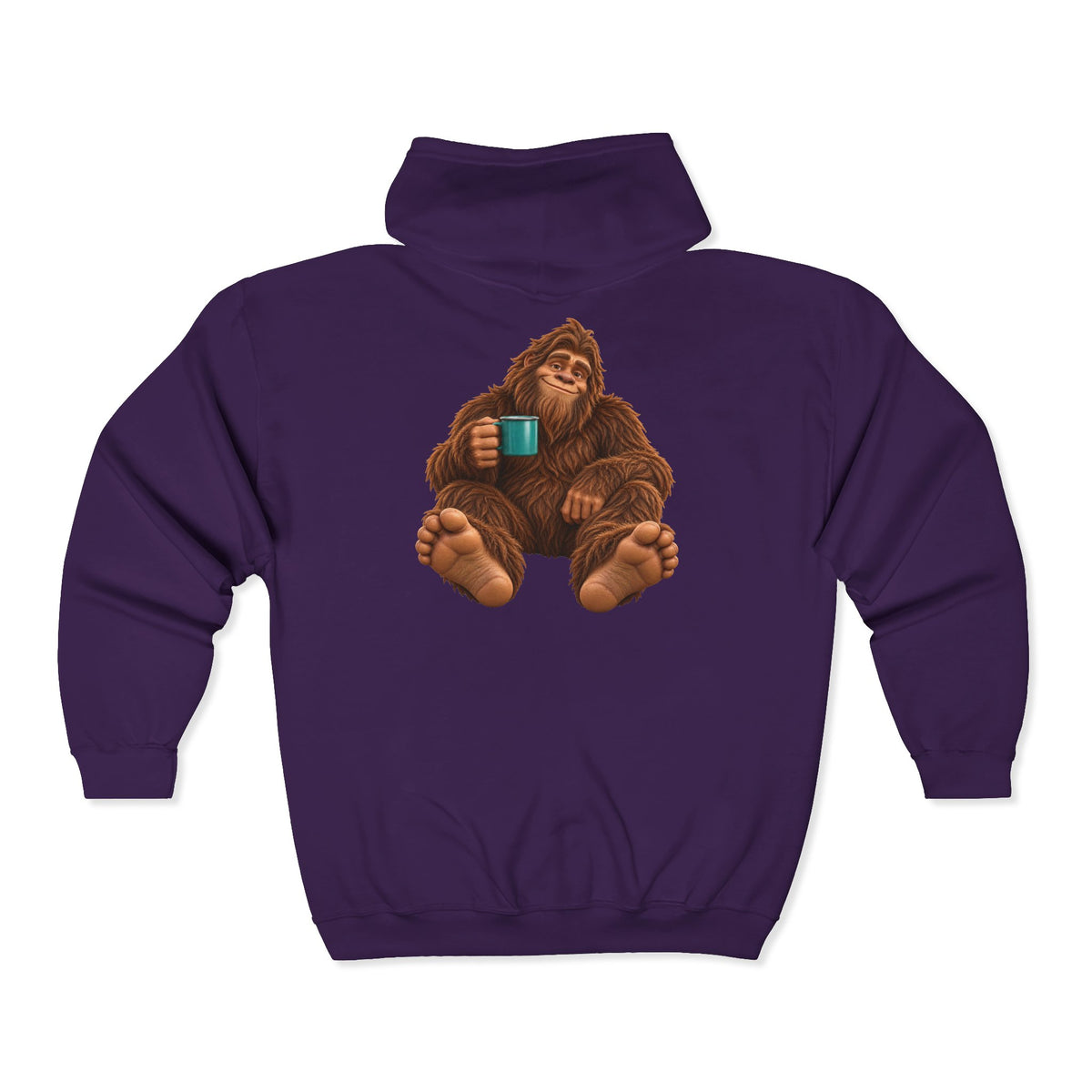 Cozy Camper Bigfoot with Teal Mug Zip-Up Hoodie