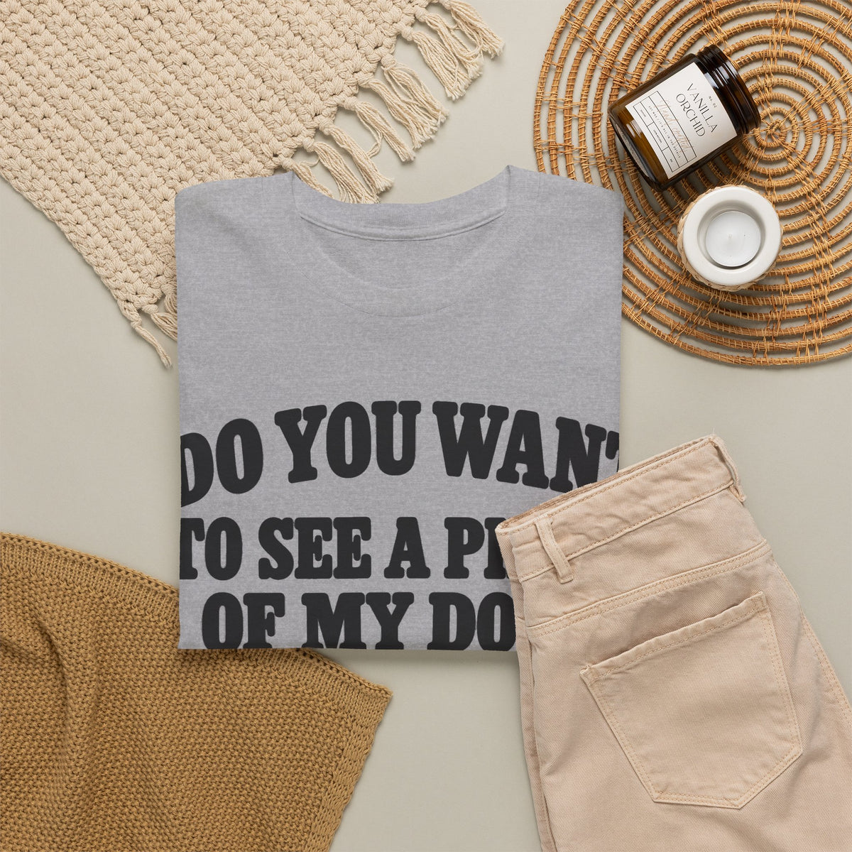 132-R1-v2a Do You Want to See a Photo of My Dog? — Vintage Font — Gildan 5000 T-Shirt